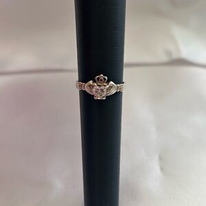 Womens Silver Claddagh Ring with Cubic Zirconia Stone size 6.5